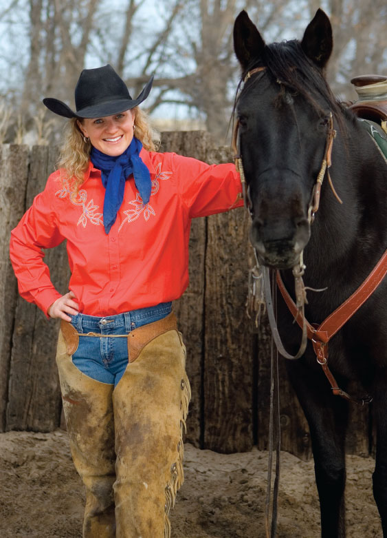 Australian cowgirl, Ainslie Wilson, with her horse.