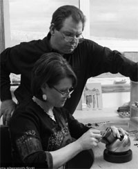Image Kelly McRae working on her gearmaking