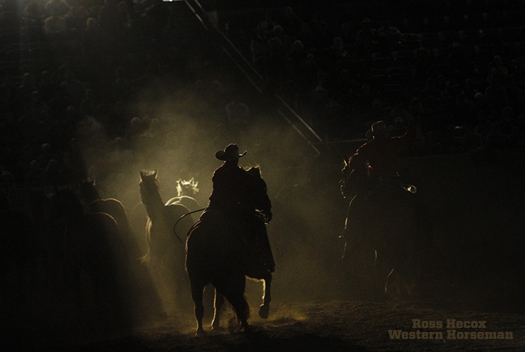 Road to the Horse kicks off this weekend, March 18–20, in Lexington, Kentucky. I captured this image at the colt-starting competition several years ago. It's cowboys of the Four Sixes Ranch in Guthrie, Texas, bringing the young horses into the coliseum. Each year, Road to the Horse contestants select which horse they will start under saddle for the competition, and for the past several years the Four Sixes has provided the stock.