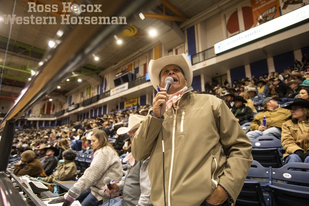 Randy Lewis announces WRCA ranch rodeo