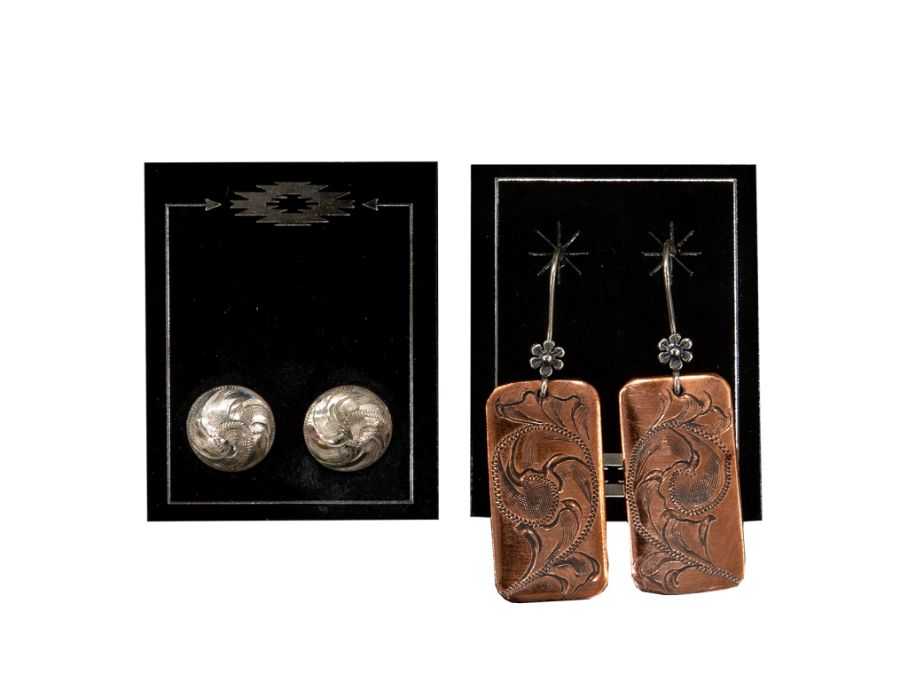 Custom engraved earrings.