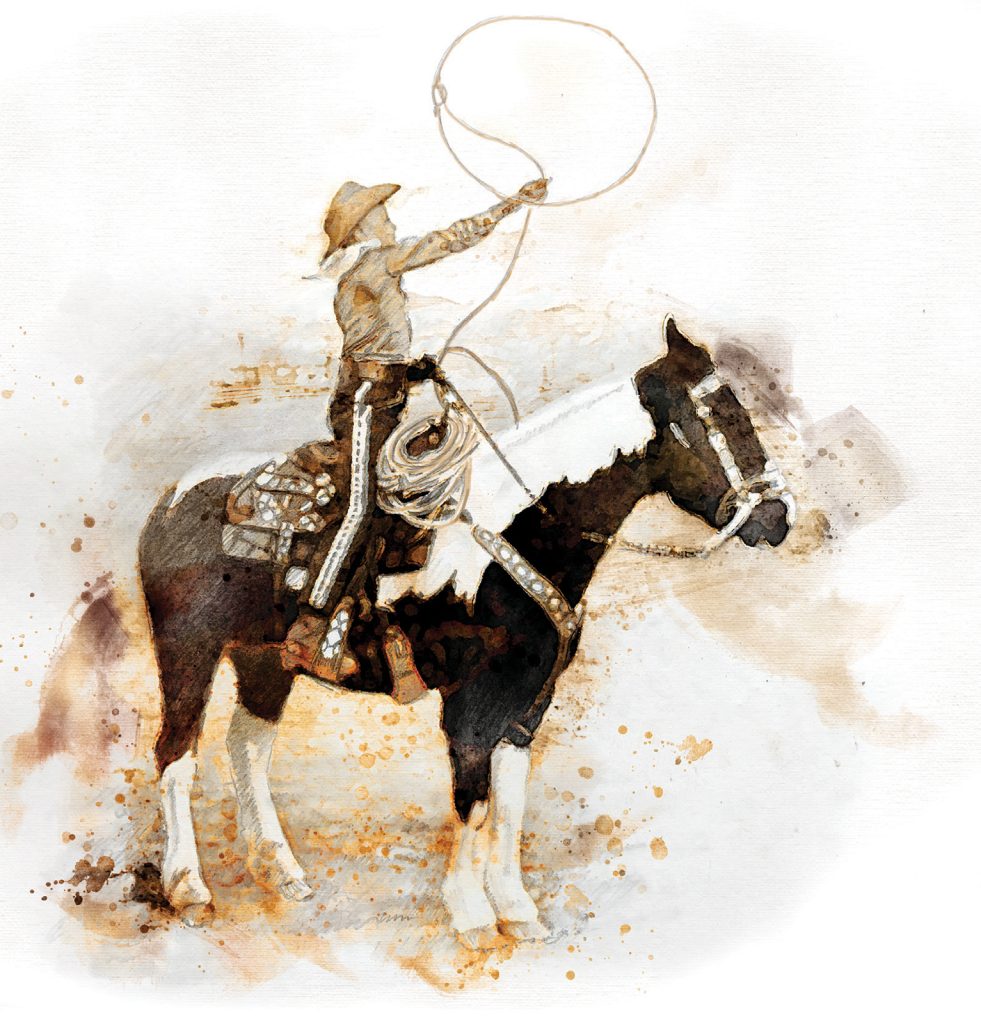Illustration of Buck Brannaman and his first horse Ladybird.