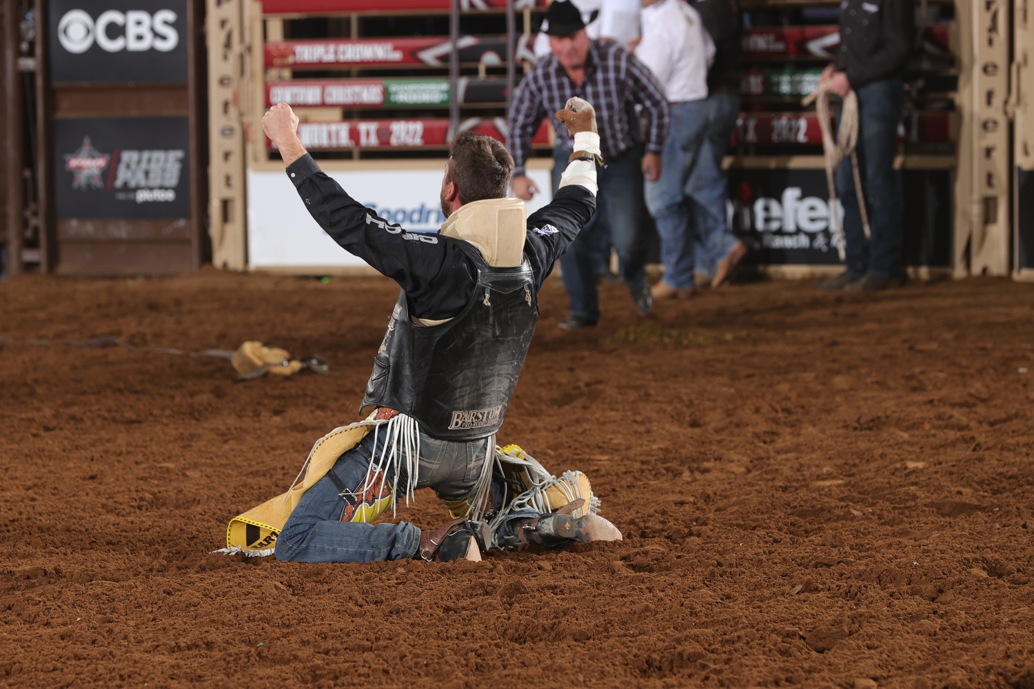RC Landingham celebrating a 89.5 point ride