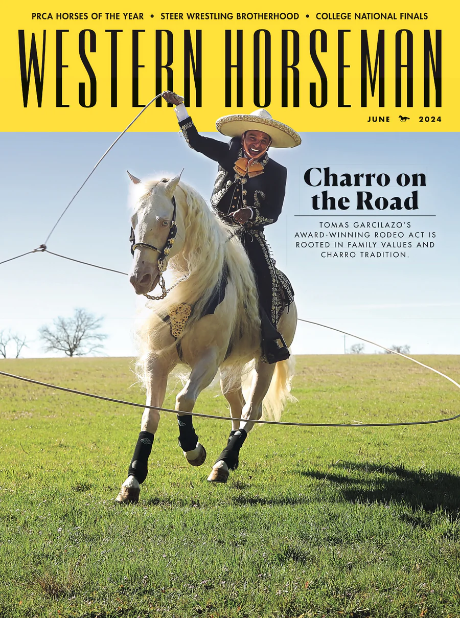 Man riding a horse on the cover of the Western Horseman magazine.