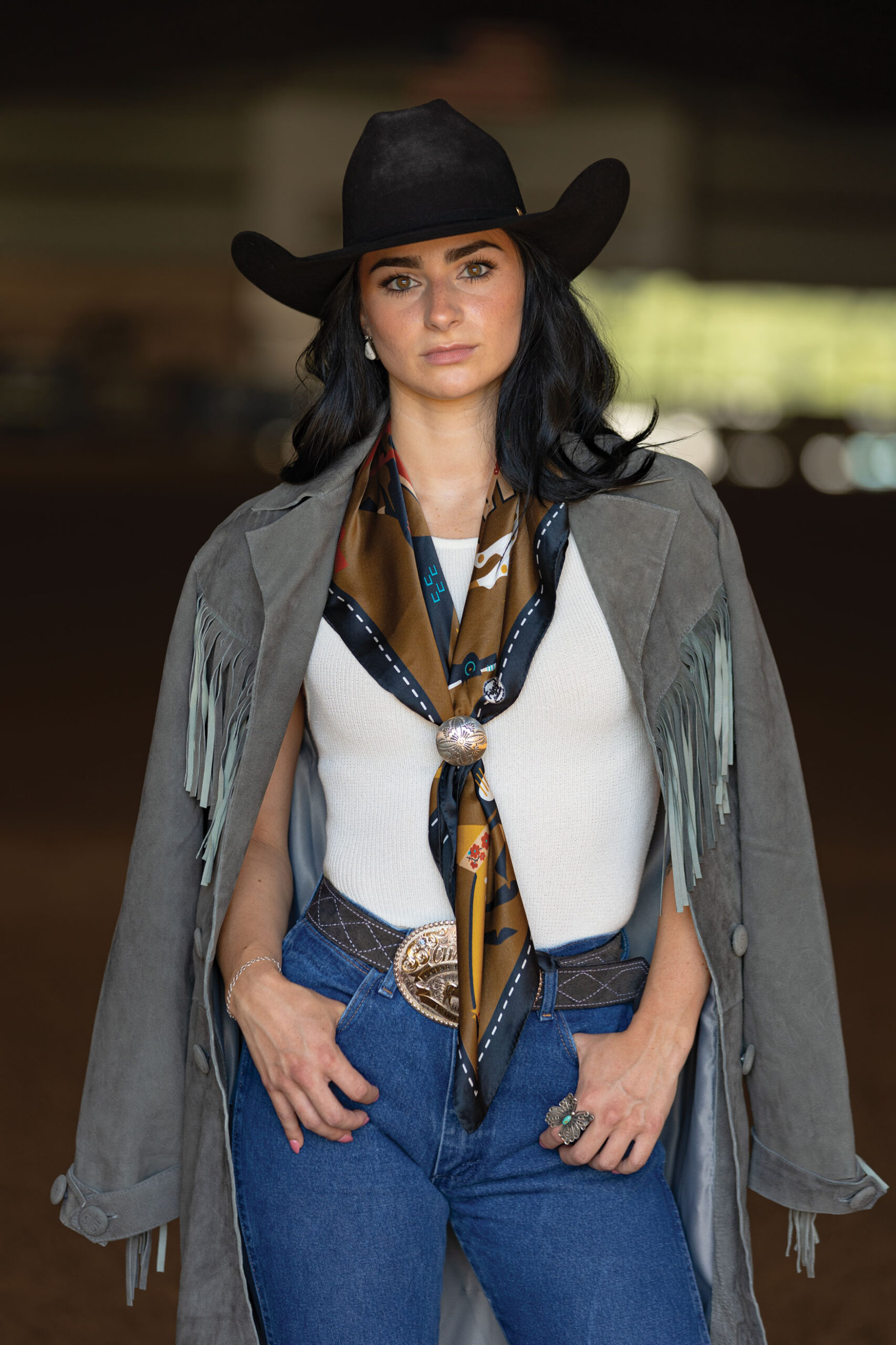black and brown fringe scarf