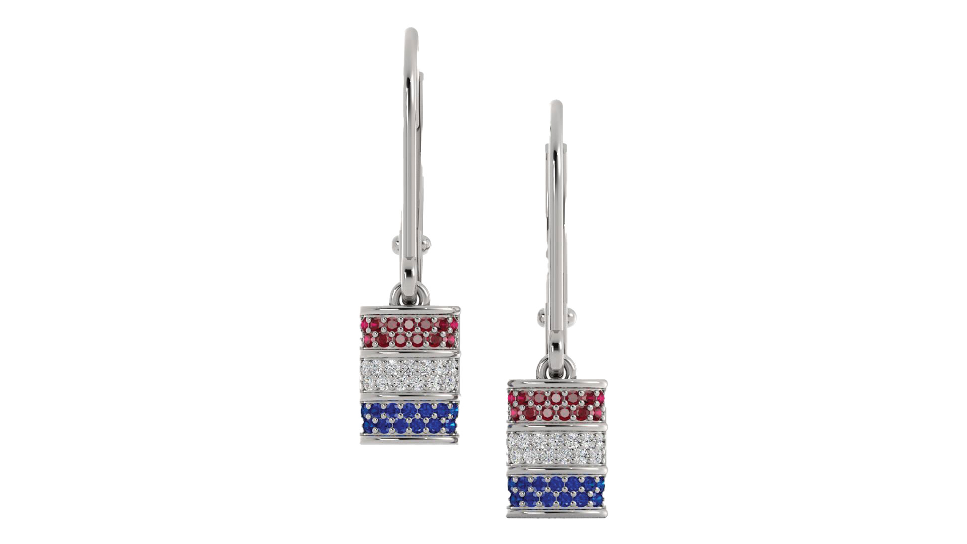 Patsy wesson jewelry designs ruby, diamond and sapphire earrings