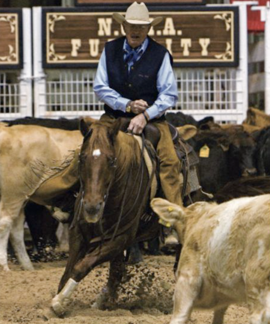 Dennis Funderburgh, who tied for the 1964 NCHA Futurity open championship, won the senior division. Photo by Ross Hecox