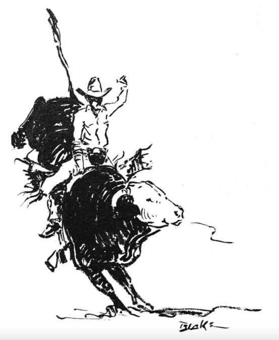 Bull rider sketch from Teal Blake