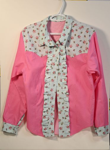 Kally Wills pink shirt with Ruffles